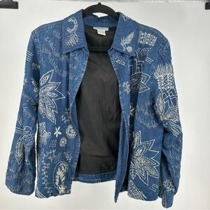 Draper’s & Damon’s Petites Medium Beaded Embroidered Chambray Jacket